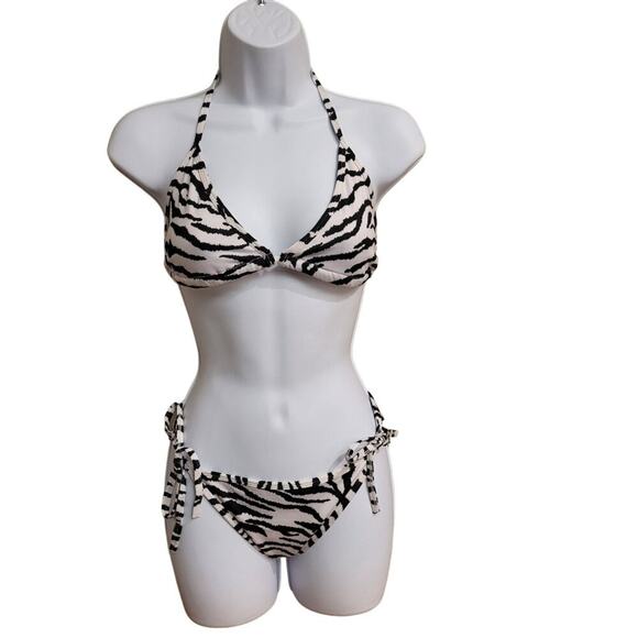 NEW Women's Bikini Super Cute Zebra Fun Summer Pool Beach Tie Swimsuit Tanning C - Picture 1 of 12